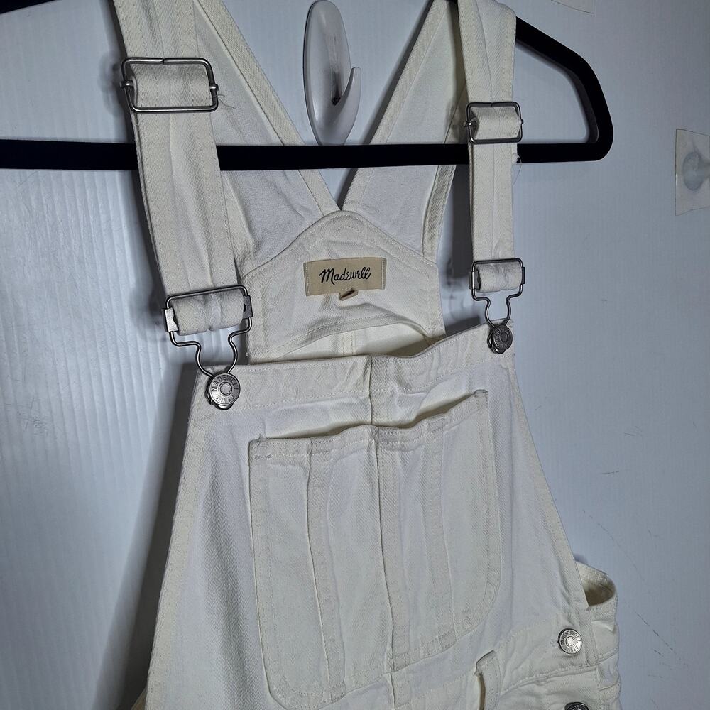 Madewell Straight-Leg Overalls Tile White Rigid Denim Small Retro Minimalist - Picture 4 of 8